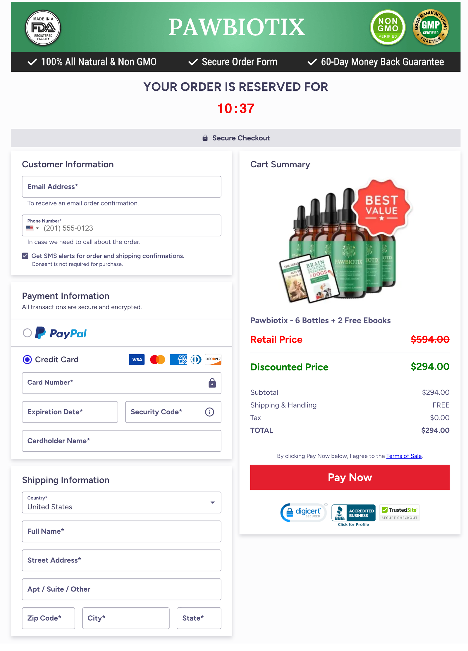 Pawbiotix Official Website Secure Order Page